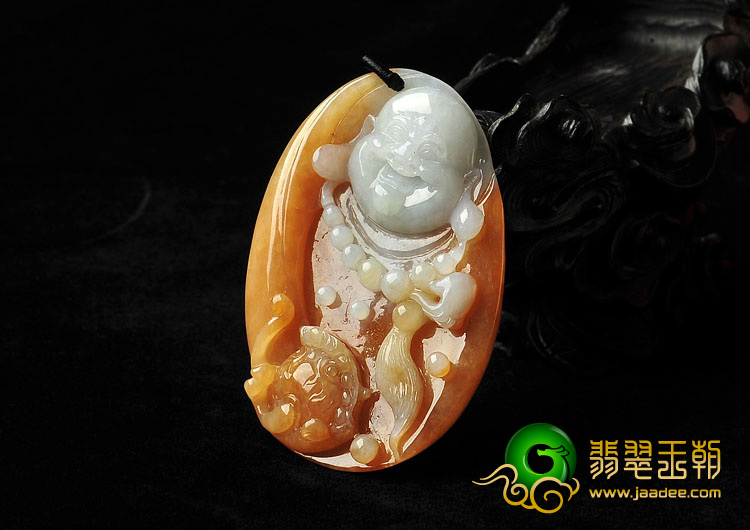 糯冰种红黄翡缅甸翡翠A货玉佛挂件
