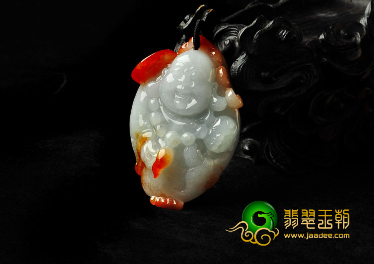 糯冰种红黄翡缅甸翡翠A货玉佛挂件