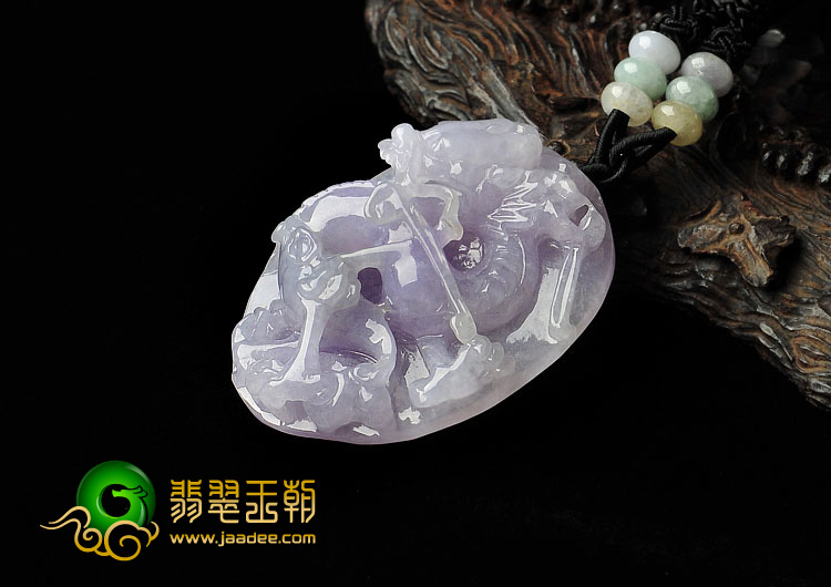 糯冰种紫罗兰缅甸翡翠A货龙牌挂件