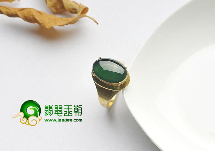冰种菠菜绿缅甸翡翠A货戒面