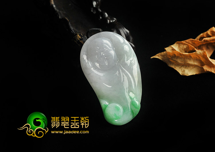 糯冰种飘翠缅甸翡翠A货玉佛挂件