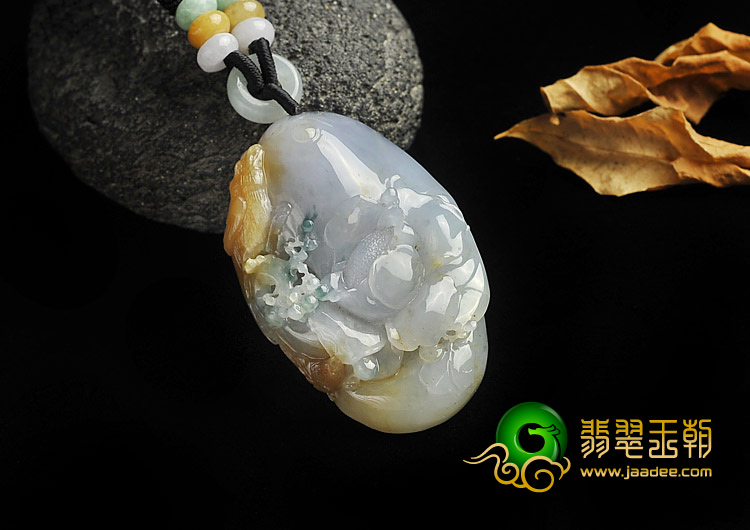 冰种三彩缅甸翡翠A货花开富贵挂件