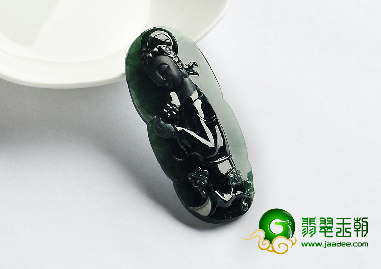 冰种蓝水缅甸翡翠A货踏雪寻梅挂件
