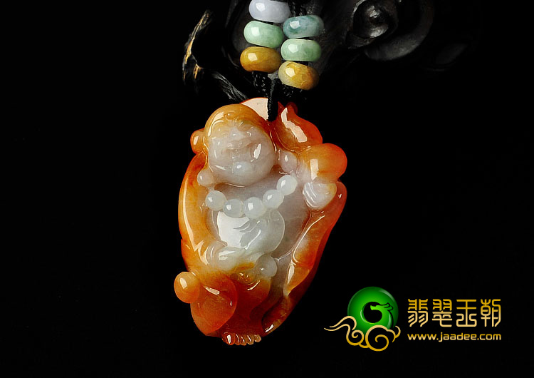 糯冰种红黄翡缅甸翡翠A货玉佛挂件
