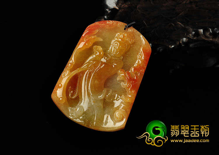 冰种红黄翡缅甸翡翠A货观音挂件