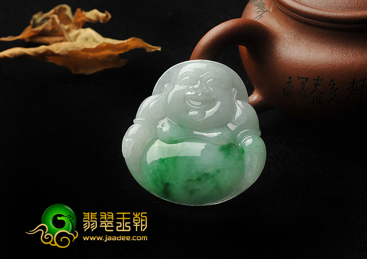 糯冰种翠色缅甸翡翠A货玉佛挂件