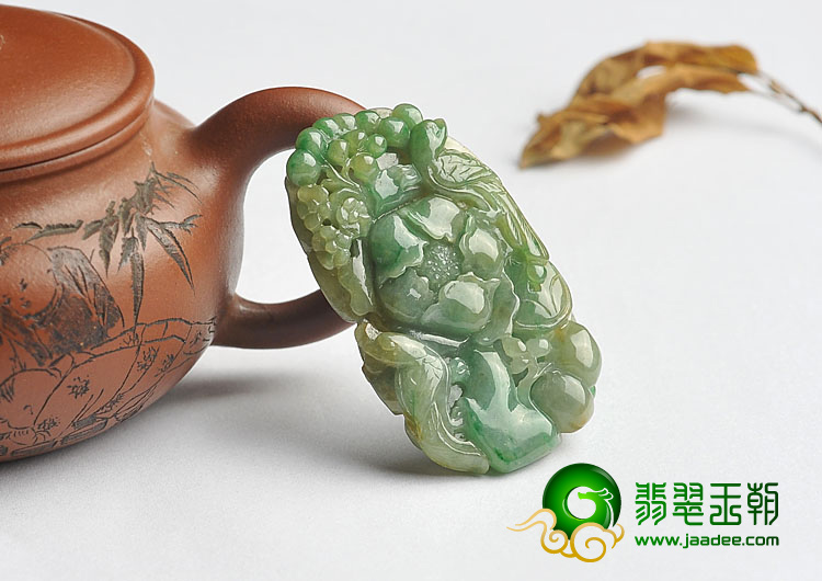糯冰种黄加绿缅甸翡翠A货富贵双喜挂件
