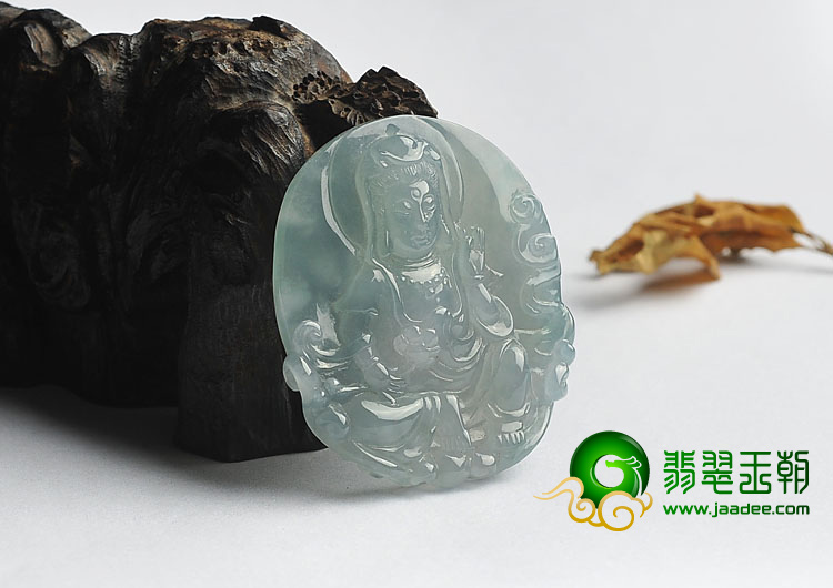 冰种晴水缅甸翡翠A货观音挂件