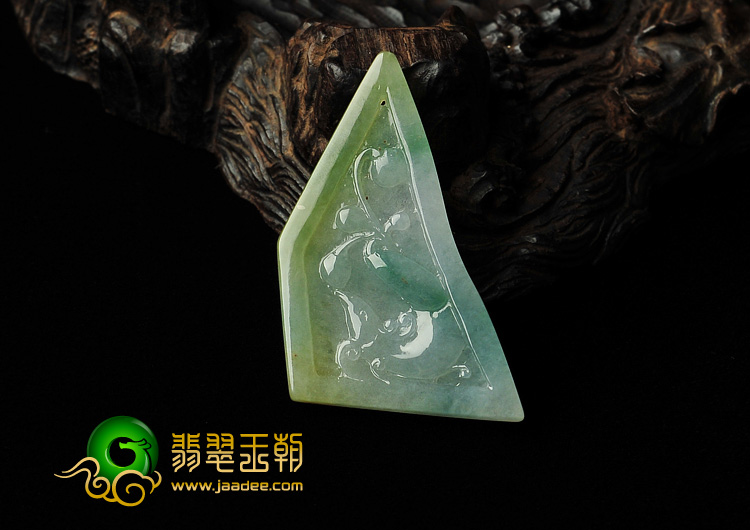 冰种黄加绿缅甸翡翠A货凤牌挂件