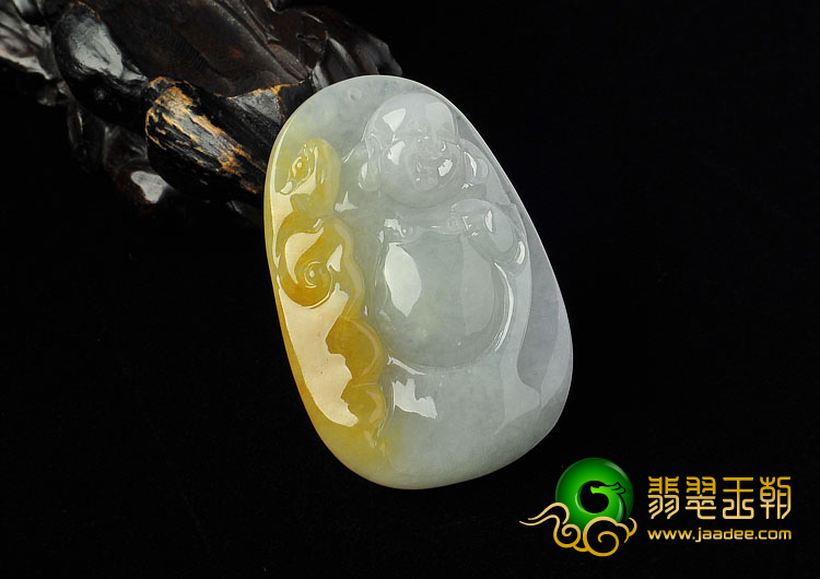 冰种黄翡缅甸翡翠A货玉佛挂件