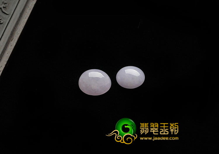 糯冰种紫罗兰缅甸翡翠A货戒面（一对）