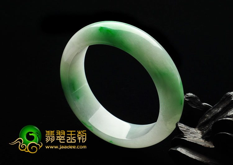 糯冰种飘翠缅甸翡翠A货手镯（56.8mm）