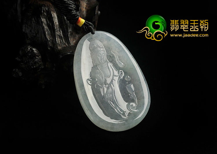 冰种晴水缅甸翡翠A货观音挂件