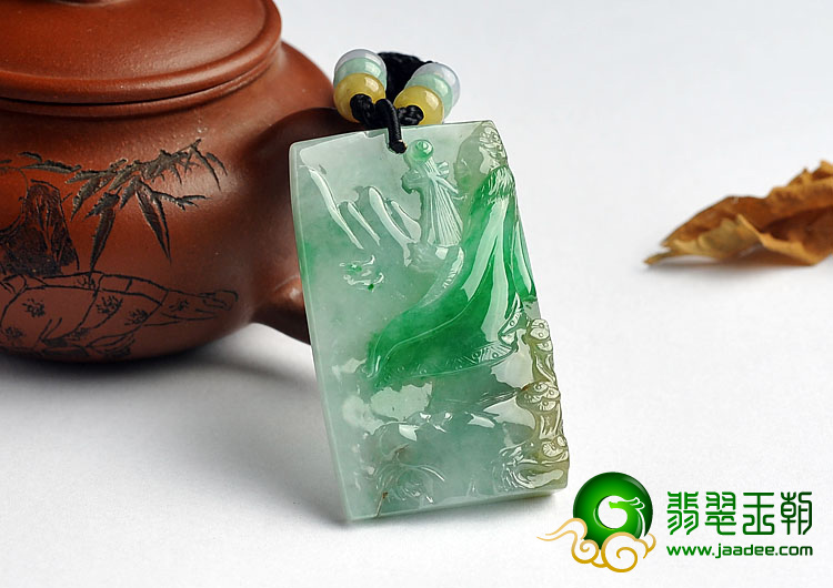 冰种黄加绿缅甸翡翠A货飞天挂件