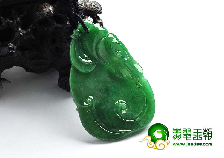 糯冰种菠菜绿缅甸翡翠A货福寿如意挂件