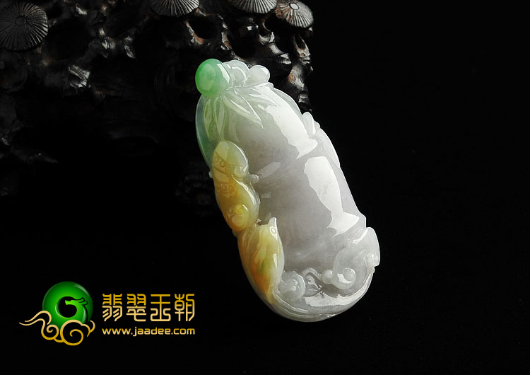 糯冰种三彩缅甸翡翠A货节节高升挂件