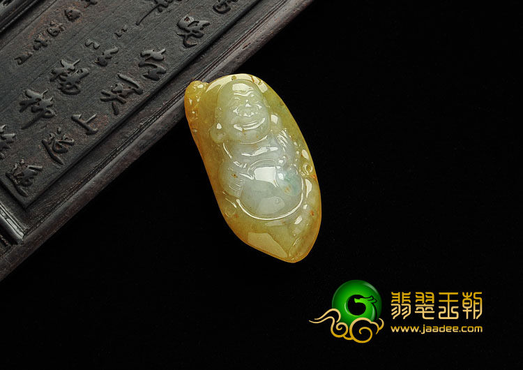糯冰种黄翡缅甸翡翠A货玉佛挂件