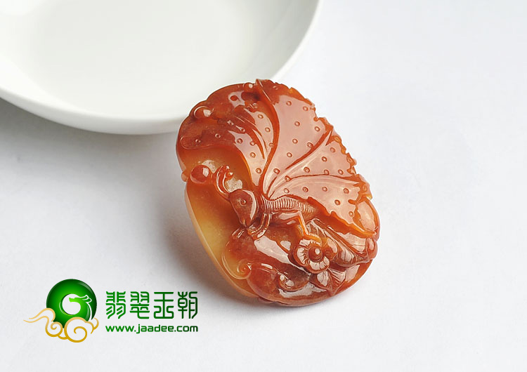 糯冰种红黄翡缅甸翡翠A货蝶恋花挂件