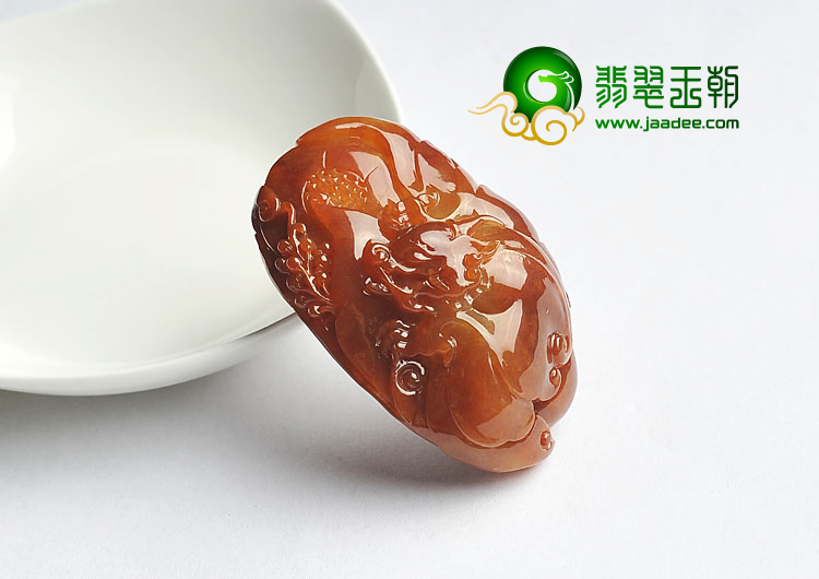 糯冰种褐红翡缅甸翡翠A货蝙蝠龙挂件