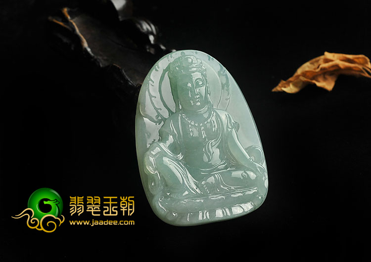冰种晴水缅甸翡翠A货观音挂件