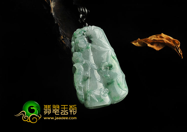 糯冰飘翠缅甸翡翠A货节节高挂件