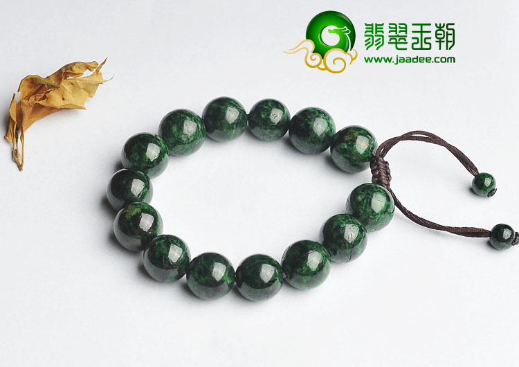 细糯种癣加绿缅甸翡翠A货手链
