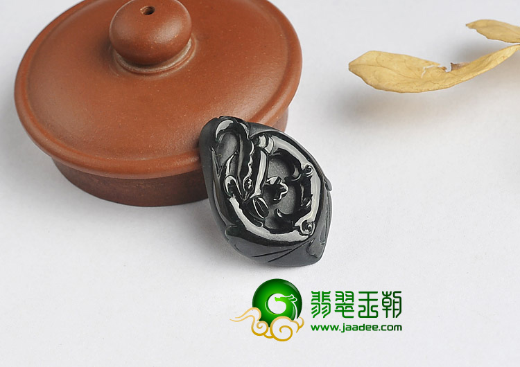 冰种墨翠缅甸翡翠A货仿古凤挂件