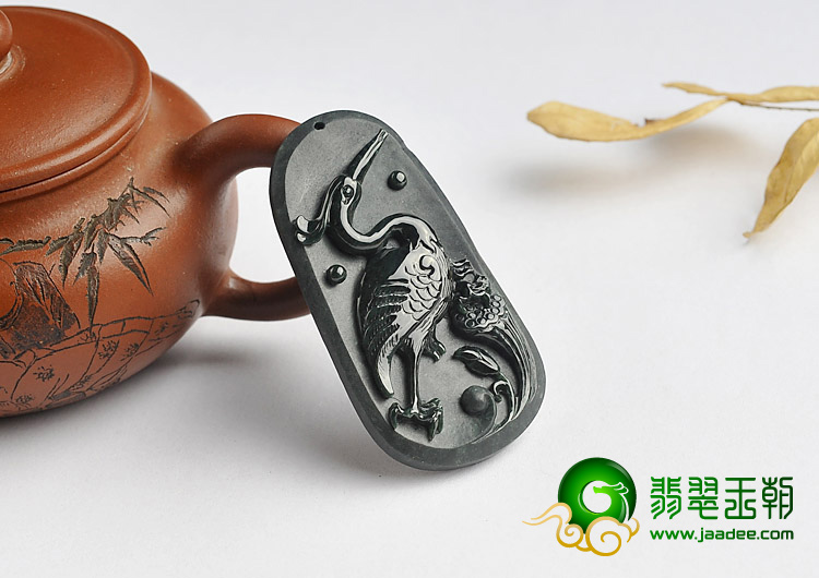 糯冰种墨翠缅甸翡翠A货一路连科挂件