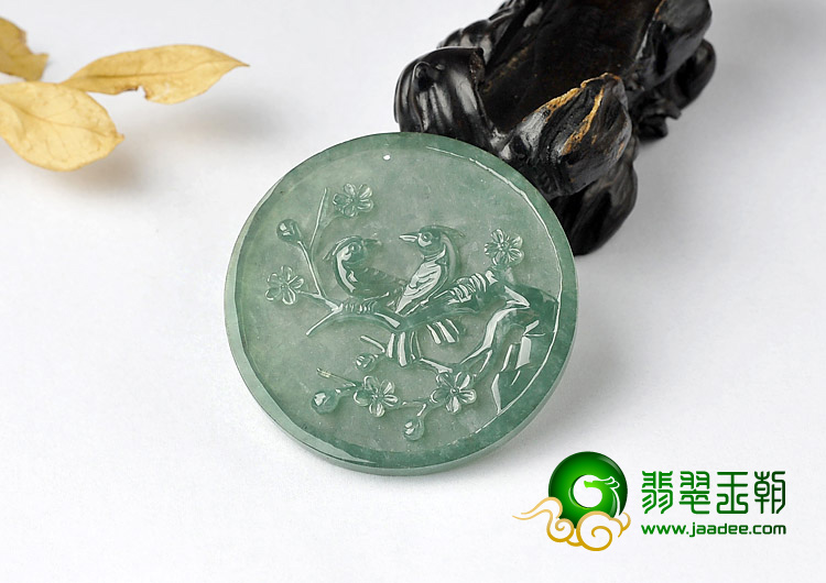 冰种晴水缅甸翡翠A货双喜临门挂件