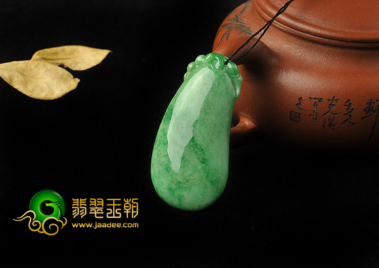 糯冰种黄加绿缅甸翡翠A货福瓜挂件