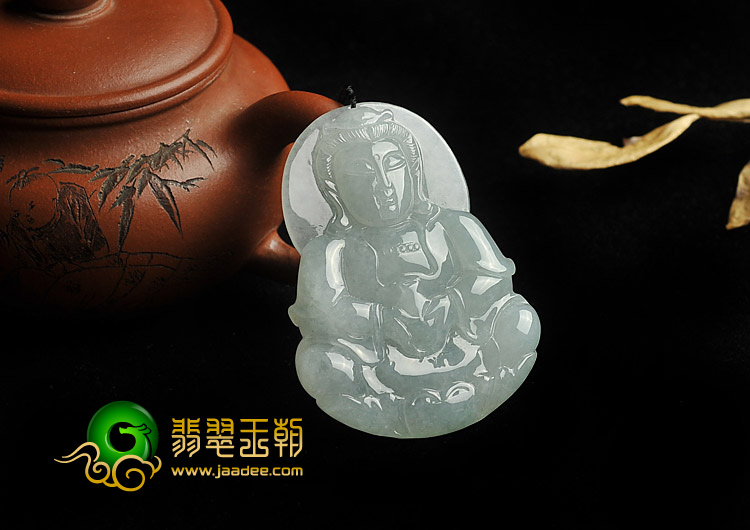冰种晴水缅甸翡翠A货观音挂件