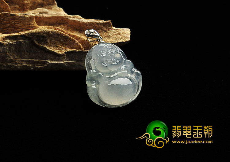 冰种淡晴水缅甸翡翠A货玉佛挂件