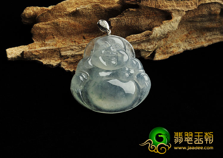 冰种飘花缅甸翡翠A货玉佛挂件