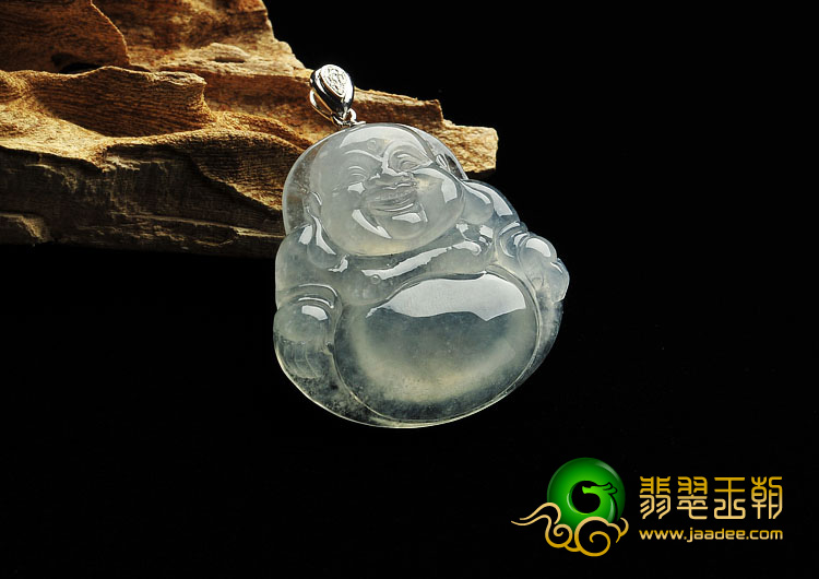 冰种淡晴水缅甸翡翠A货玉佛挂件