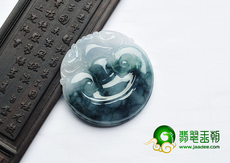 糯冰种飘花缅甸翡翠A货双龙如意挂件