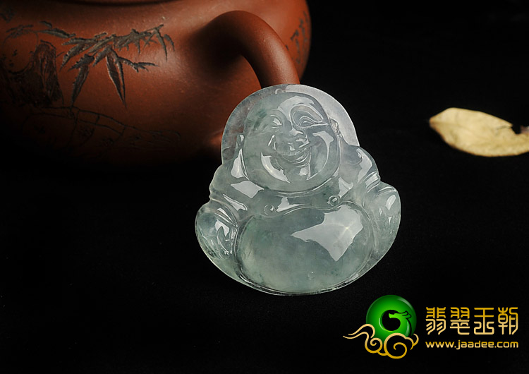 冰种略飘花缅甸翡翠A货玉佛挂件