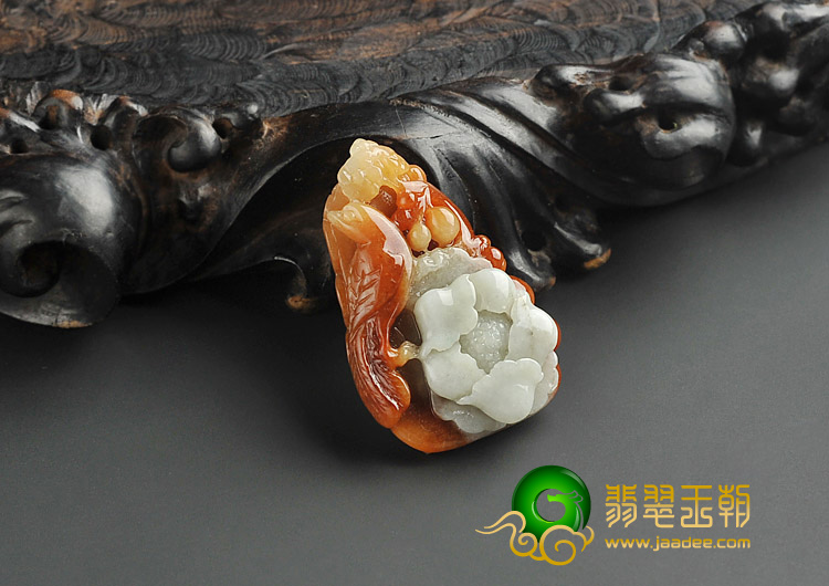 糯冰种红黄翡缅甸翡翠A货喜上枝头挂件