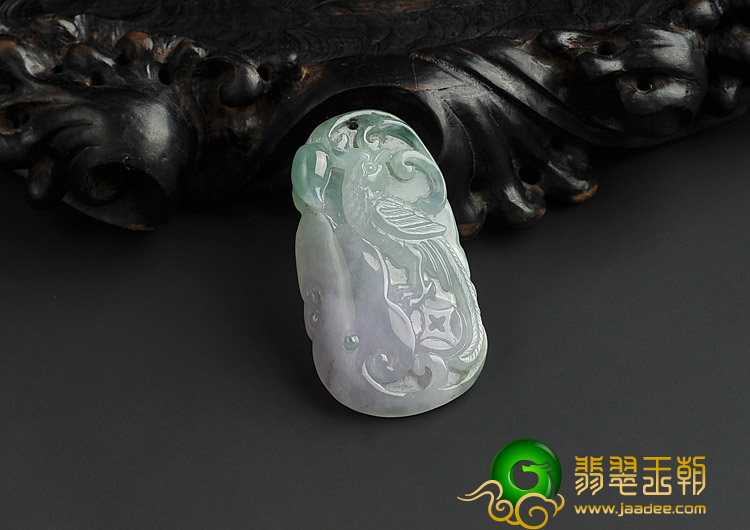 冰种春带彩缅甸翡翠A货喜上枝头挂件