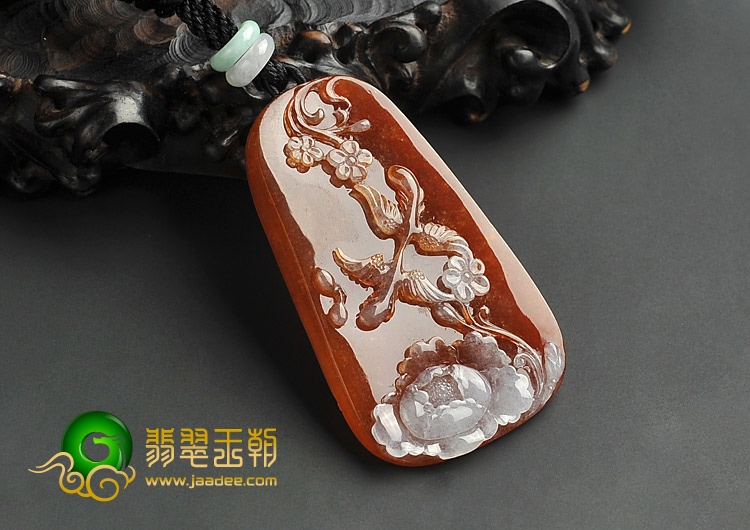 冰种红翡缅甸翡翠A货富贵双喜挂件