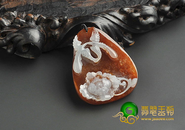 冰种红翡缅甸翡翠A货富贵双喜挂件