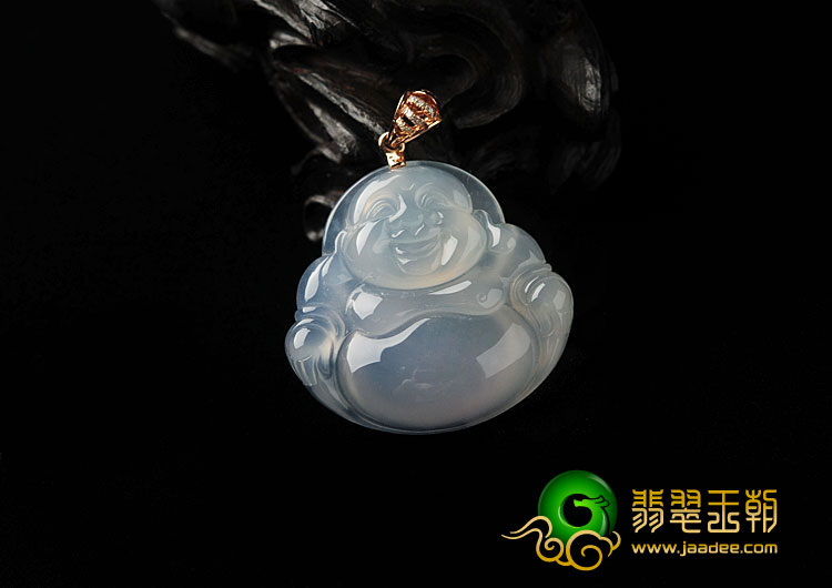 冰种淡紫罗兰缅甸翡翠A货玉佛挂件