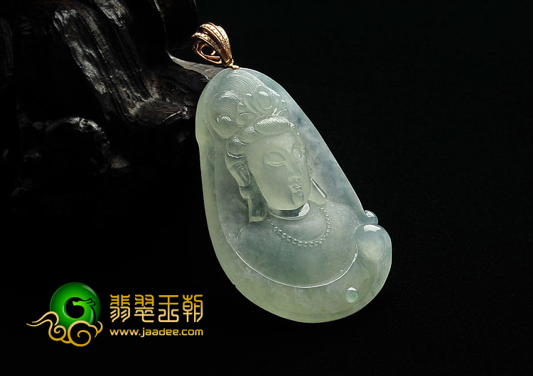 冰种晴水缅甸翡翠A货观音挂件