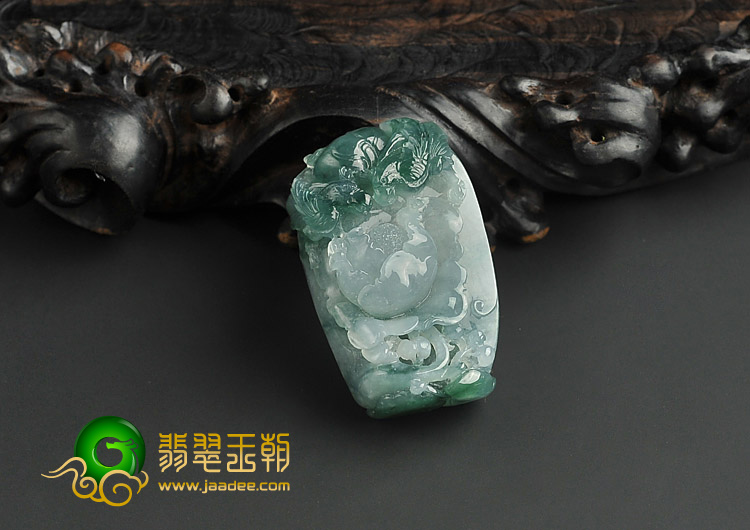 冰种晴水飘花缅甸翡翠A货鸟语花香挂件