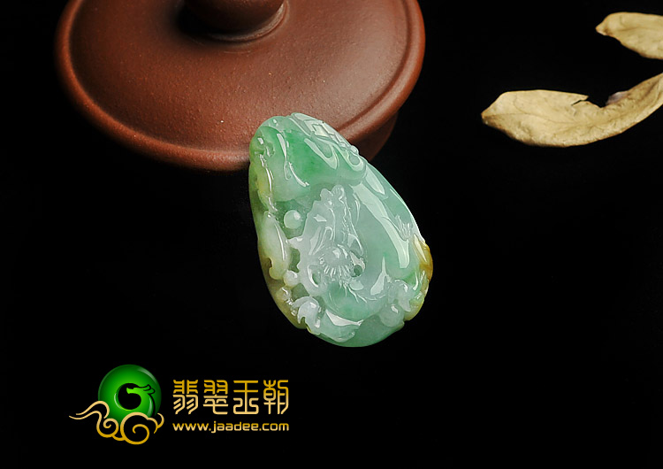 糯冰种黄加绿缅甸翡翠A货龙行如意挂件