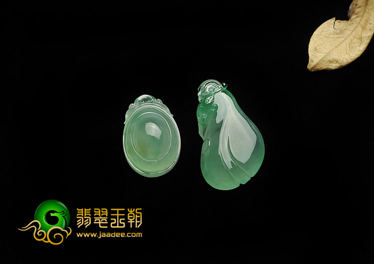 冰种绿晴水缅甸翡翠A货福在眼前/福瓜挂件（一批走）