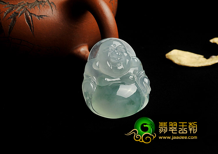 冰种飘花缅甸翡翠A货玉佛挂件
