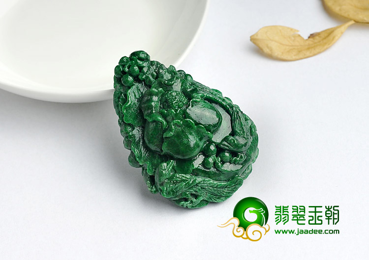 细糯种浓绿缅甸翡翠A货鸟语花香挂件