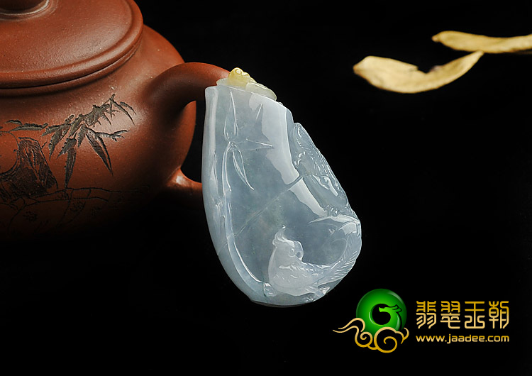 糯冰种紫罗兰略带黄翡缅甸翡翠A货节节高挂件