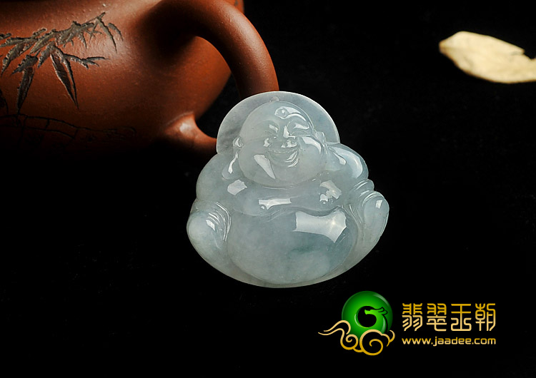 冰种飘花缅甸翡翠A货玉佛挂件