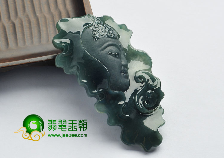 冰种蓝水缅甸翡翠A货释迦牟尼挂件